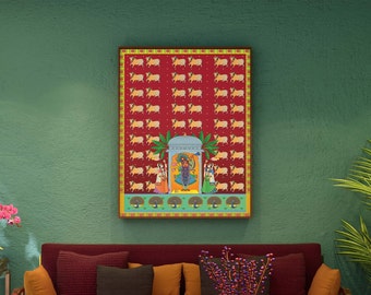 Shreenathji Pichwai, Modern Pichwai, Home Decor, Traditional Paintings, Instant Download, Indian Folk Art, Poster, Wall Art, Painting