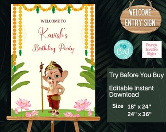 Ganesha Theme Birthday Decor, Indian Baby shower