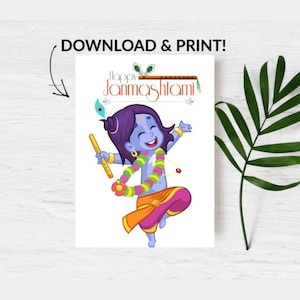 Janmashtami-wenskaart A5 Art Print Radha Krishna's Bhakti Devotional Vrindavan Govinda Gopal Radhe Shyam Geluk briefkaart