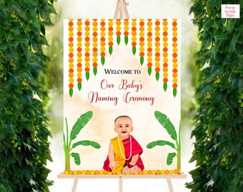Indian Baby Naming sign Cradle ceremony welcome sign, Naamkaran Sanskar sign & Noolukettu sign, Barasala sign