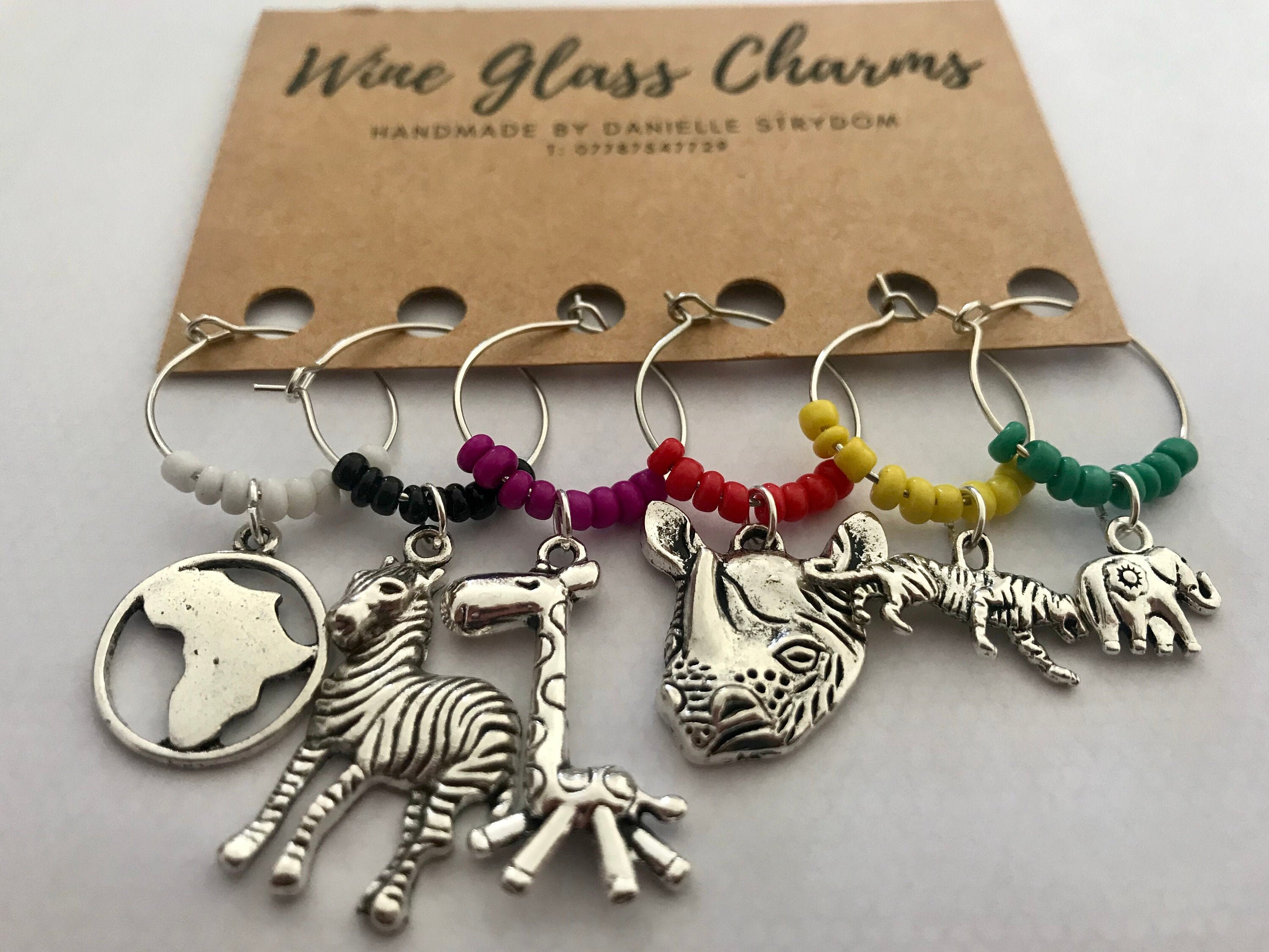 safari wine glass tags