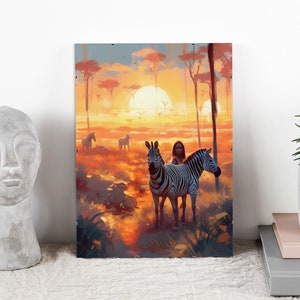 African landscape | digital fantasy | richly colored | sunrays shine | savannah | african animals | fantasy art print | nature | printable