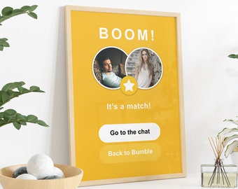 Personalized "It's A Match" With Photos, Bumble Couple, Bumble Gift, Love Art, Custom Wall Art, Printable, Download, Print At Home