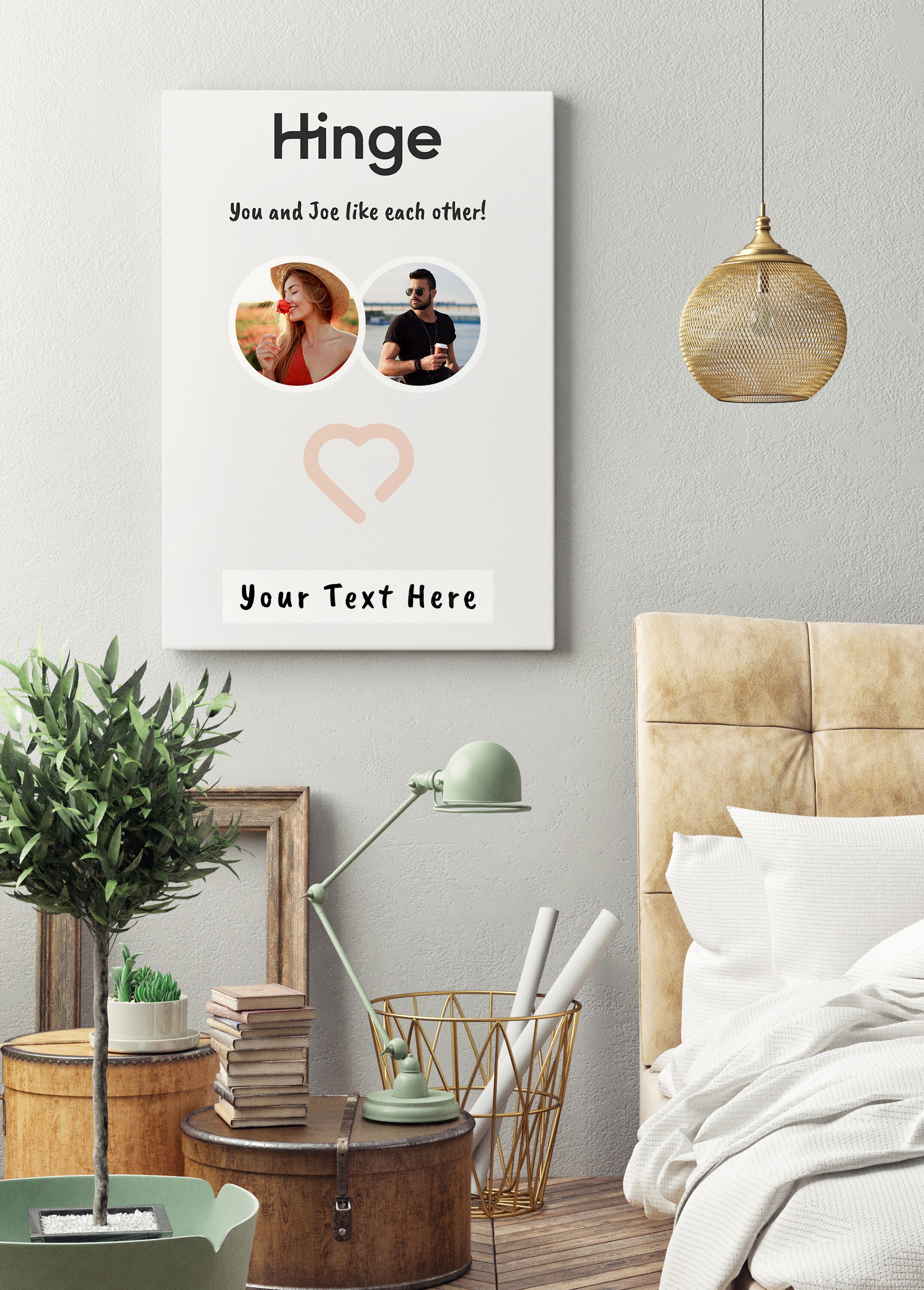 Personalized Perfect Match With Photos Hinge Couple Hinge Etsy