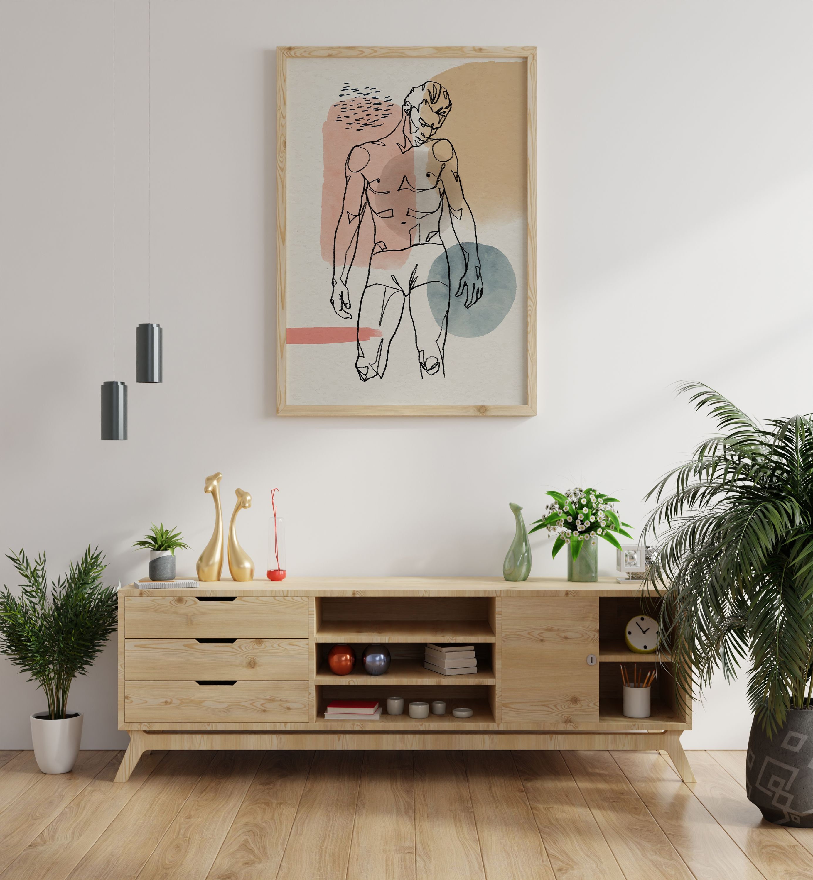 One Line Art Print, Man Line Art, Abstract Man Outline, Home Decor ...