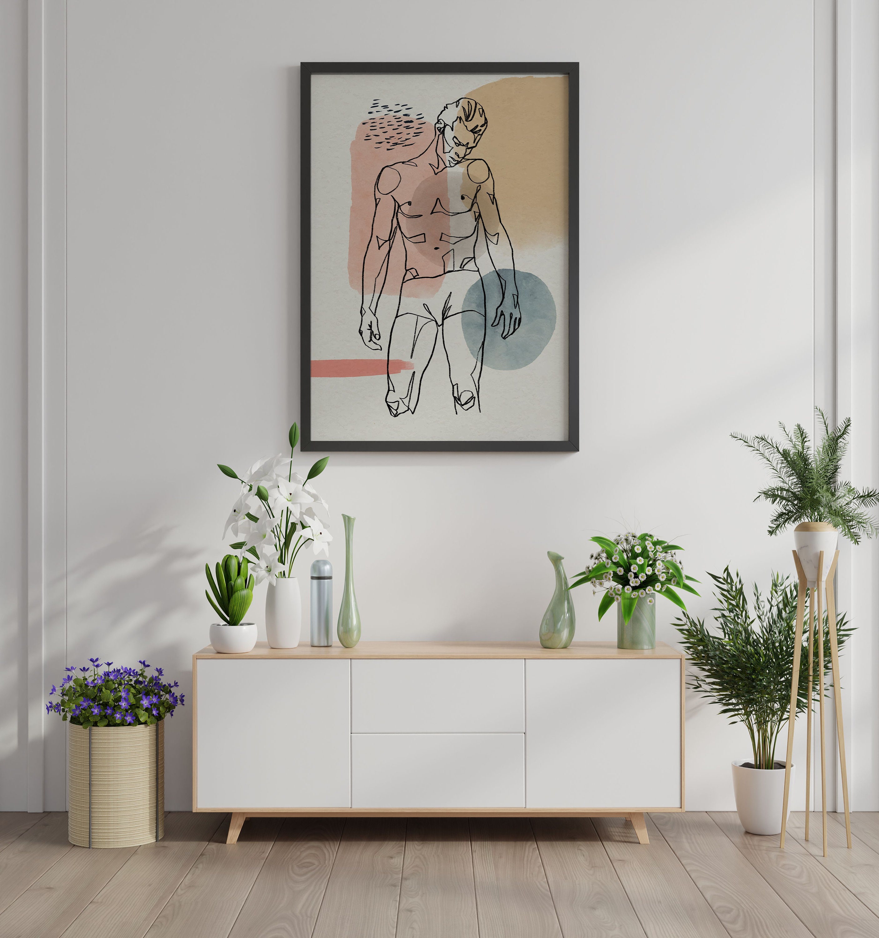 One Line Art Print, Man Line Art, Abstract Man Outline, Home Decor ...