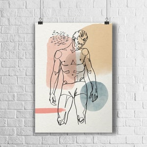 One Line Art Print, Man Line Art, Abstract Man Outline, Home Decor ...