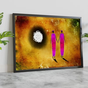 Abstrakte afrikanische Frau, afrikanische Motiv, ethnische Kunstwerk, schwarze Mädchen, gerahmt Poster, Clip Frame Poster, gestreckt Leinwand, bereit zum Aufhängen