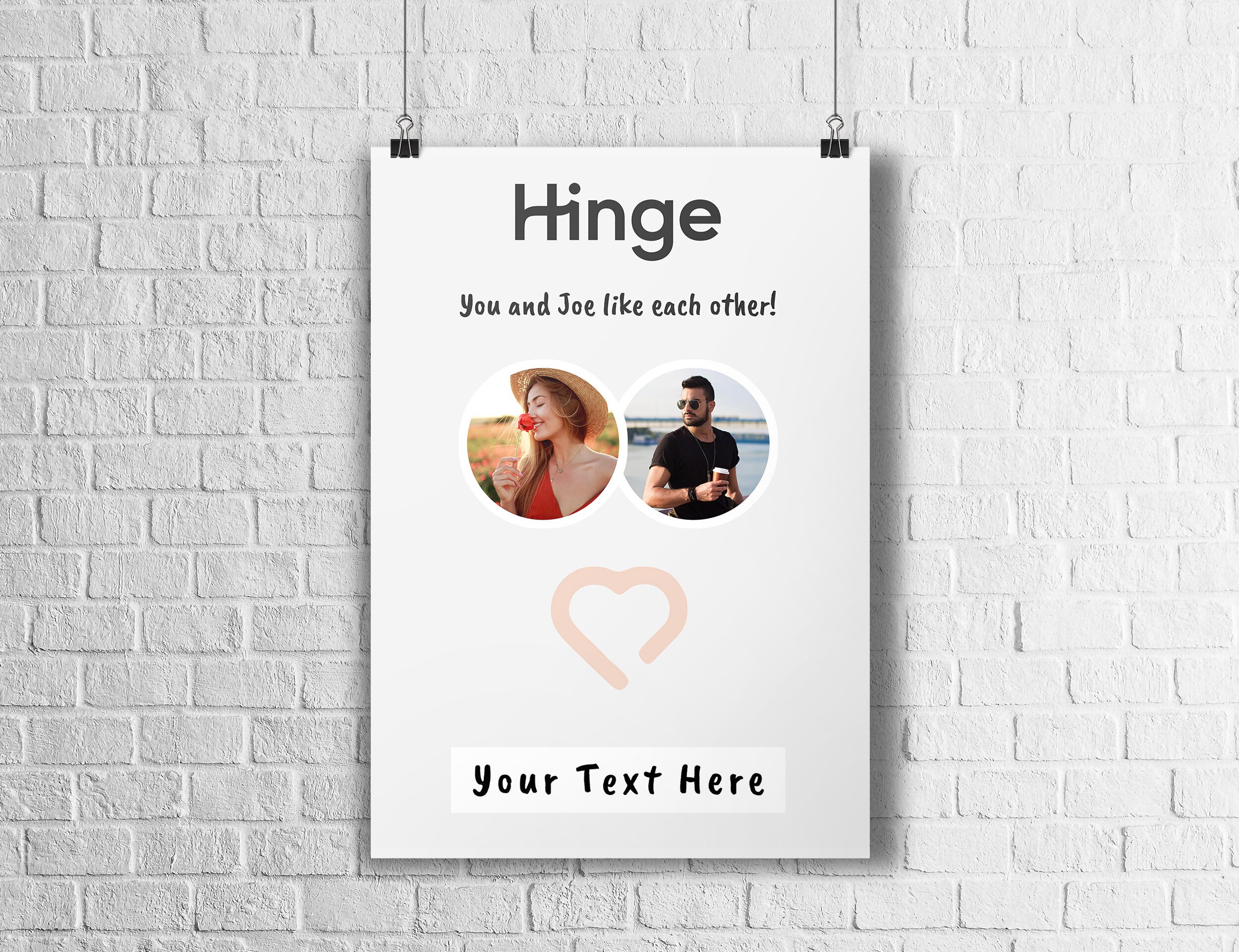 Personalized Perfect Match With Photos Hinge Couple Hinge Etsy