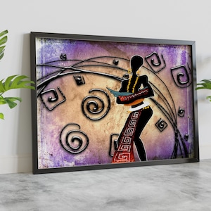 Afrikanische ethnische Vintage, afrikanische schwarze Frau Kunst, ethnische afrikanische Frauen, gerahmt Poster, Clip Frame Poster, gestreckt Leinwand, bereit zum Aufhängen