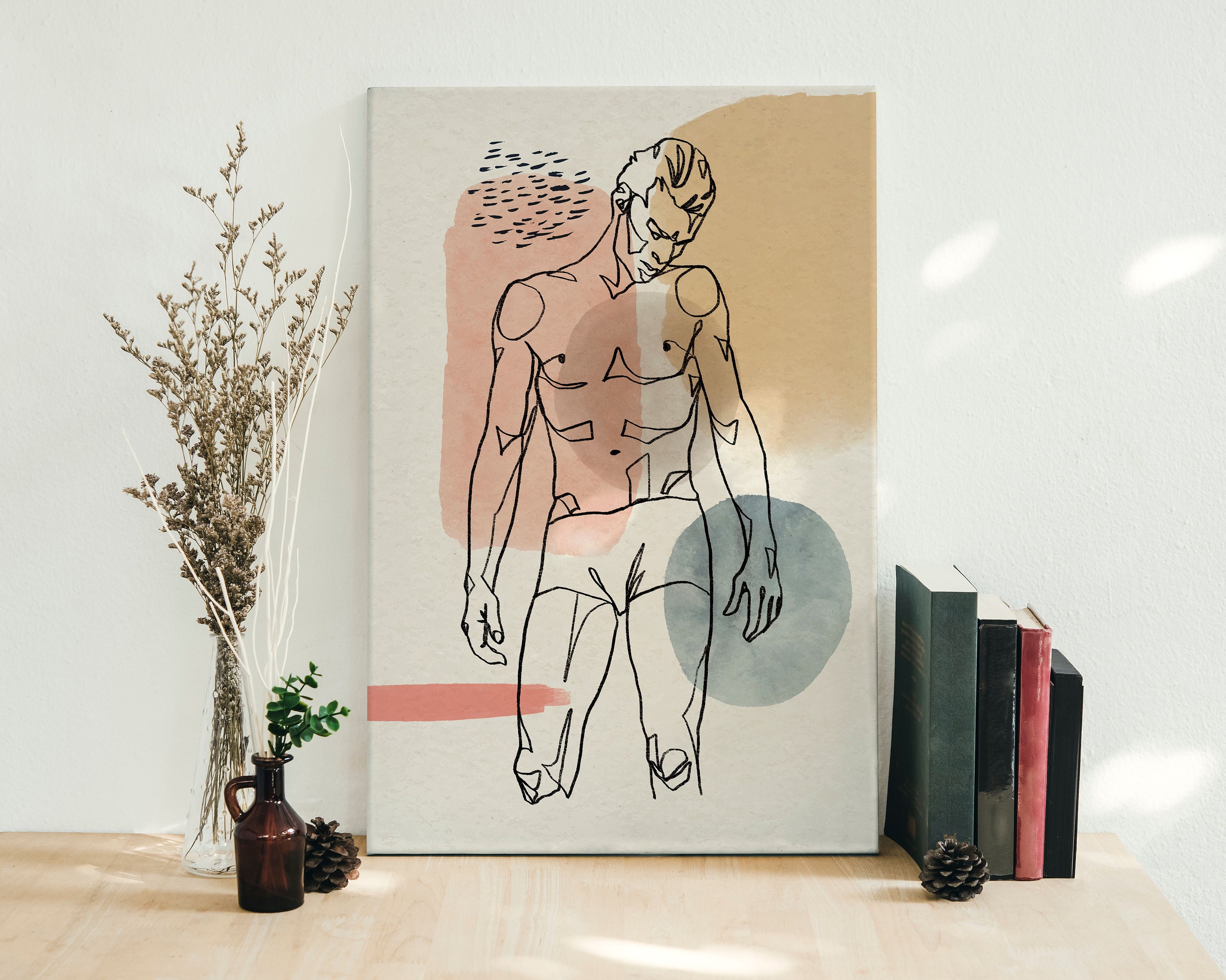 One Line Art Print, Man Line Art, Abstract Man Outline, Home Decor ...