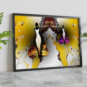 Tribal African Women, Modern African Art, African Culture, Black Art, Framed Poster, Clip Frame Poster, Stretched Canvas, Ready To Hang
