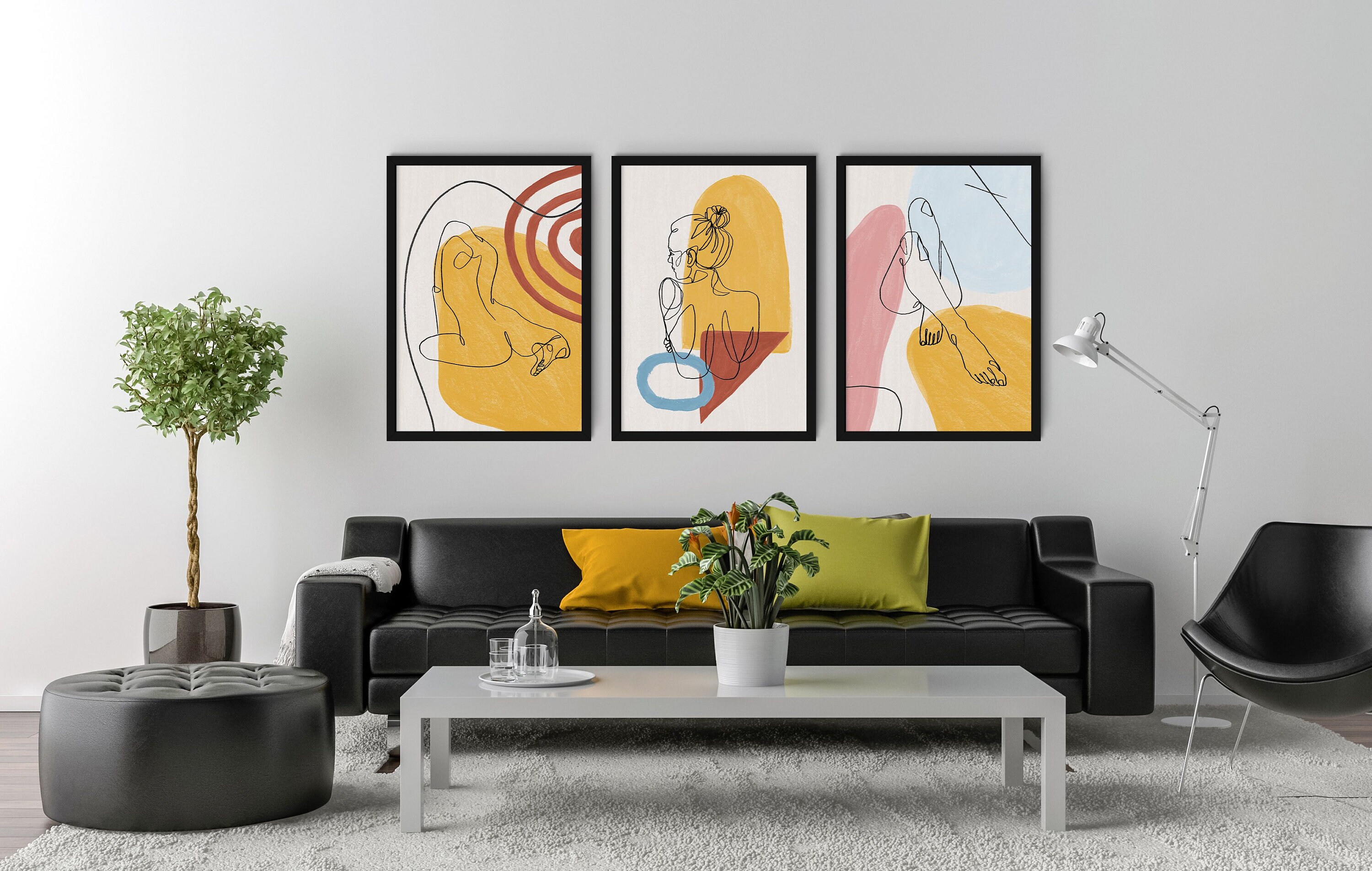 Set Of 3 Prints In A Price Of 2 Print Line Art Line Drawing | Etsy