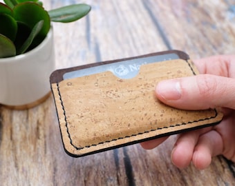 Vegan Wallet, Cork Card Holder, Environmentally Friendly, Brown and Natural Cork Fabric.