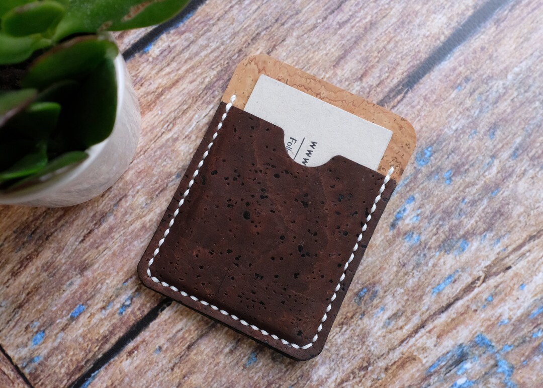 Cork Card Holder Vegan Wallet in Brown and Natural. Etsy