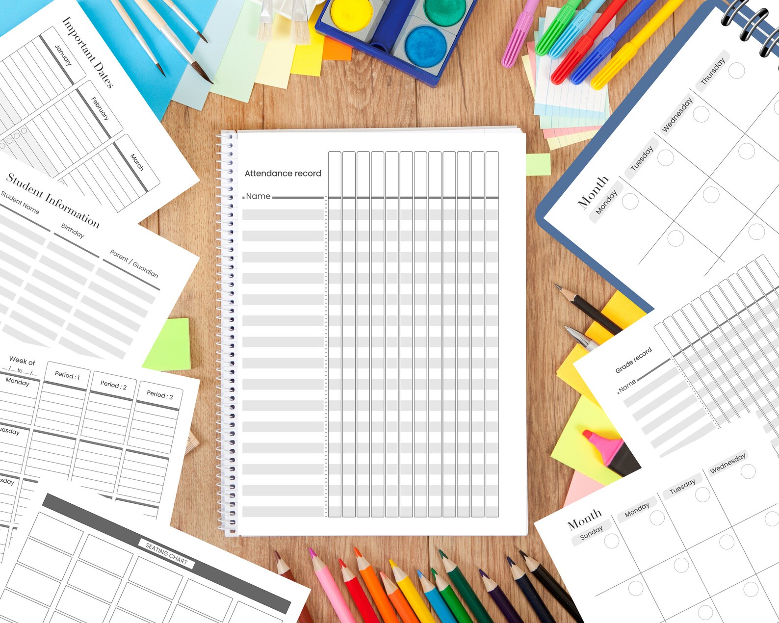 Teacher Planner Calendar Printable, Flexible Academic Year Planner ...