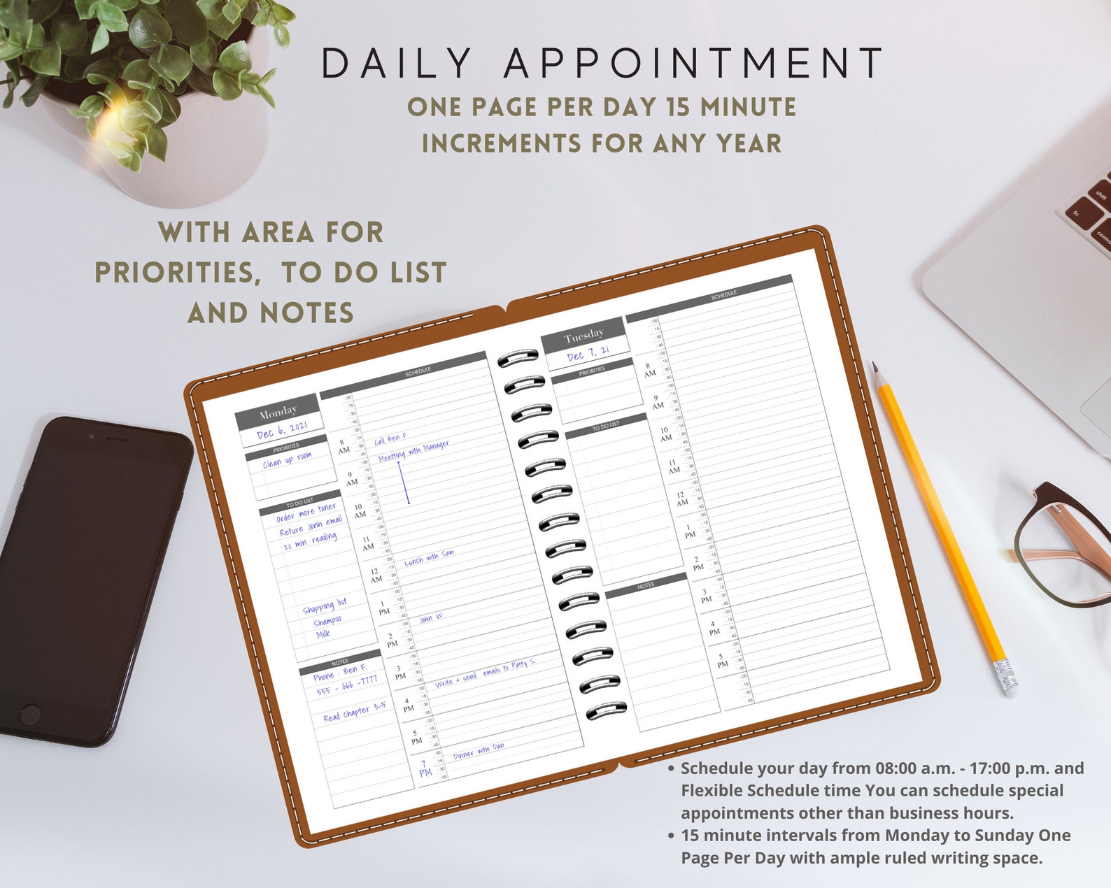Daily Appointments Template Printable Appointment Sheet Etsy