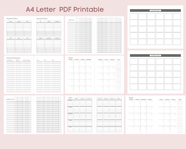 Teacher Planner Calendar Printable Flexible Academic Year - Etsy