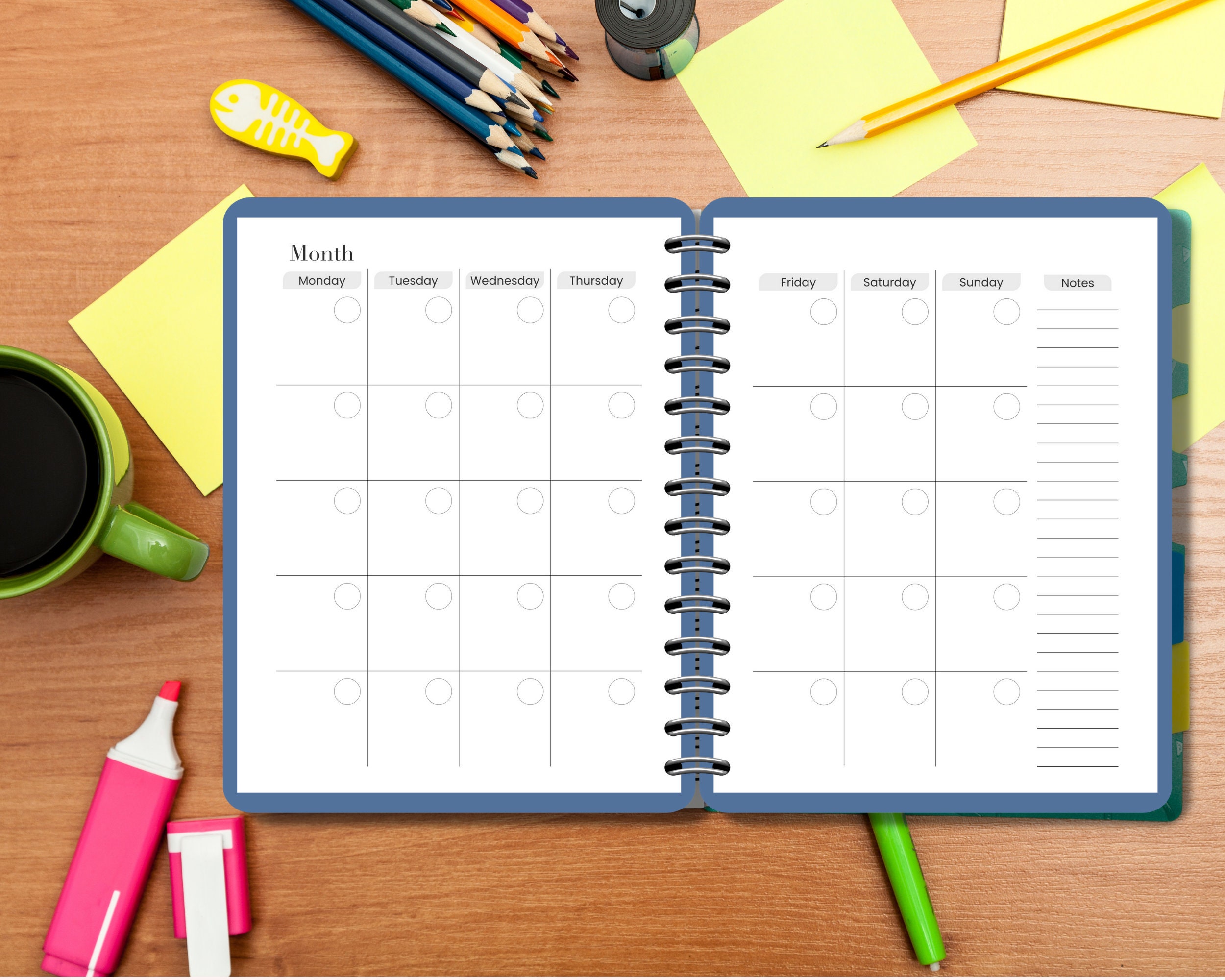 teacher-planner-calendar-printable-flexible-academic-year-etsy