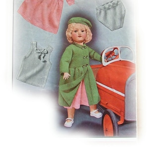 Vintage 18 and 21 inch Doll knitting pattern 1920/30s