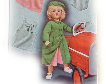 Vintage 18 and 21 inch Doll knitting pattern 1920/30s