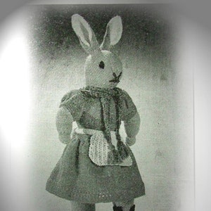Vintage Bunny Boots Rabbit toy knitting pattern 1940s Easter