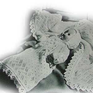 Vintage BABY DOLL layette knitting pattern for 14 inch doll 1953