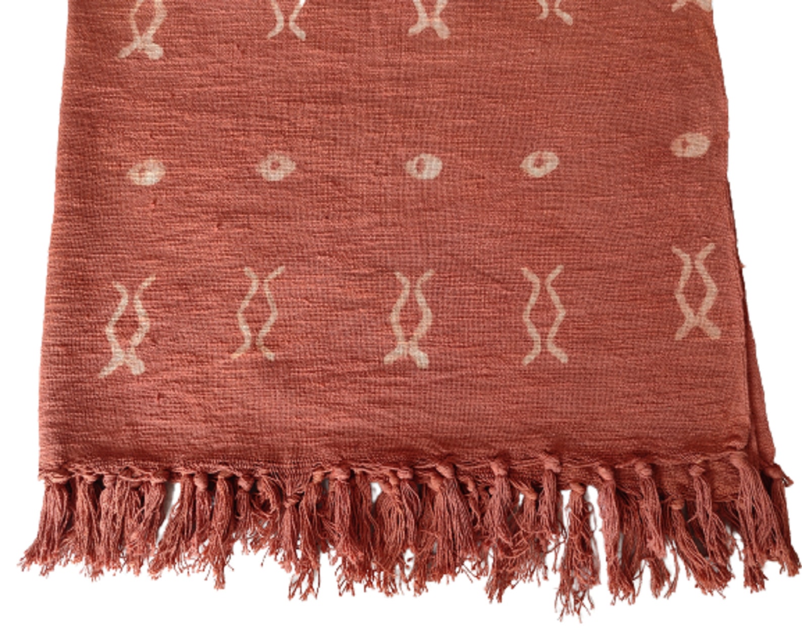 Rust Mudcloth Cotton Woven Throw Blanket With Tassels Etsy