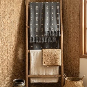 Boho Antracitgrå Vävd Filt Lera Bomull Sofföverdrag Fransad Sänglöpare bild 8