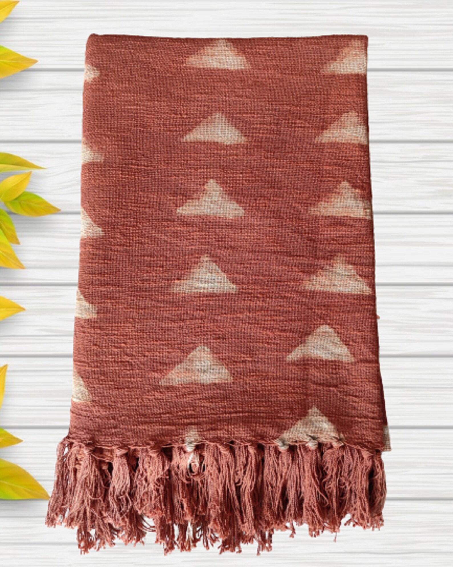 Rust Mudcloth Cotton Woven Throw Blanket With Tassels Etsy