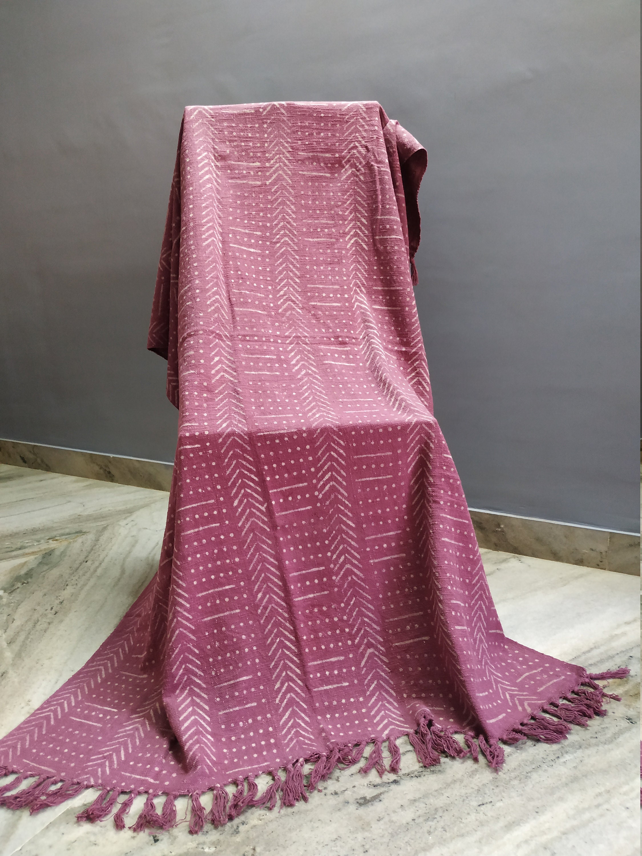Handloom Mudcloth Blanket / Cotton Fringed Blankets / Throw | Etsy