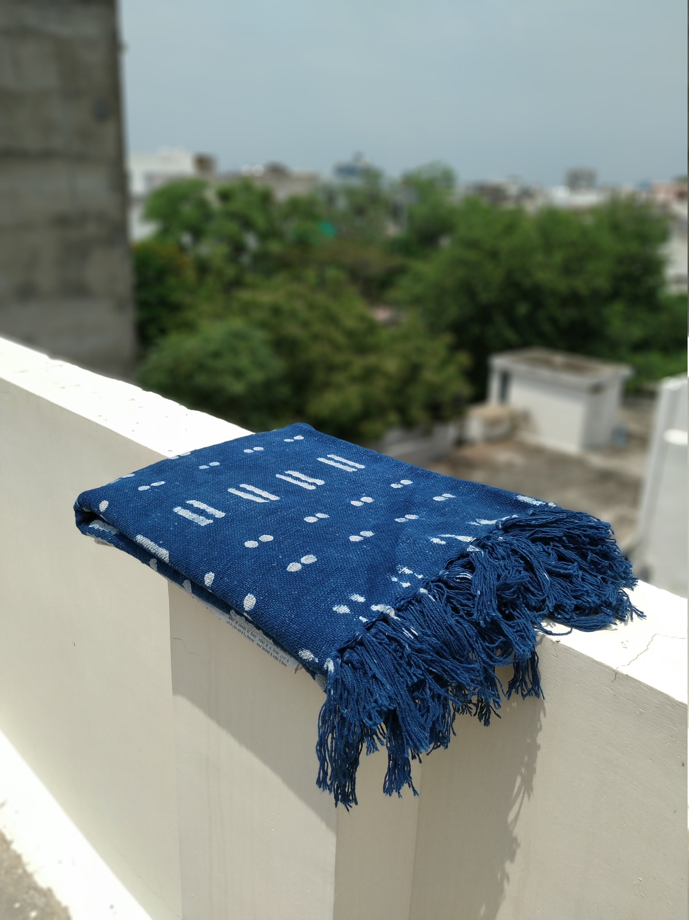 Indigo Throw Hand Woven Blanket Boho Bedding Bed Throw Etsy