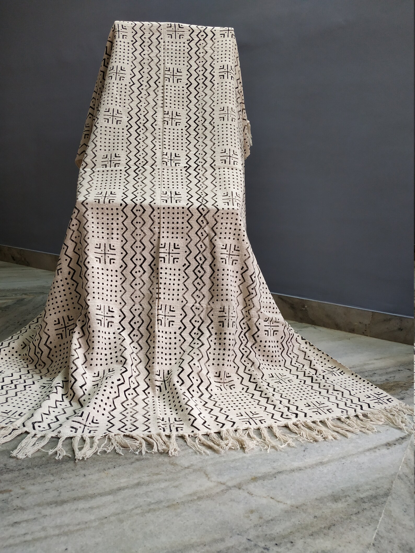 Handloom Mudcloth Blanket / Cotton Fringed Blankets / Throw Etsy