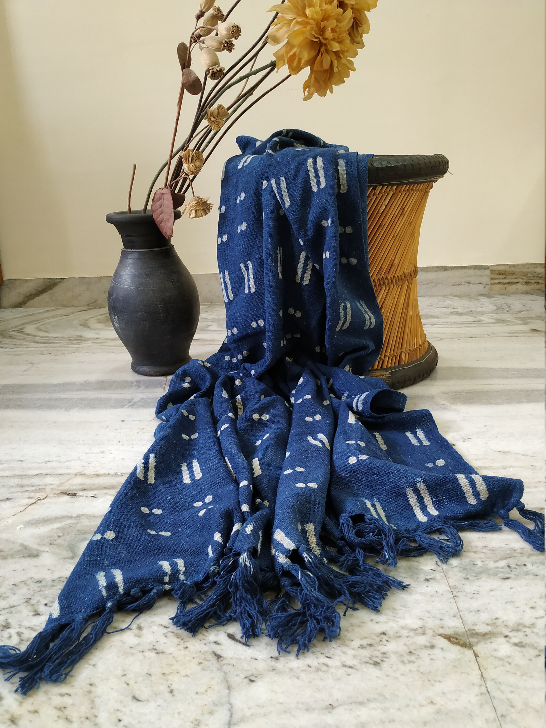 Indigo Throw Hand Woven Blanket Boho Bedding Bed Throw Etsy