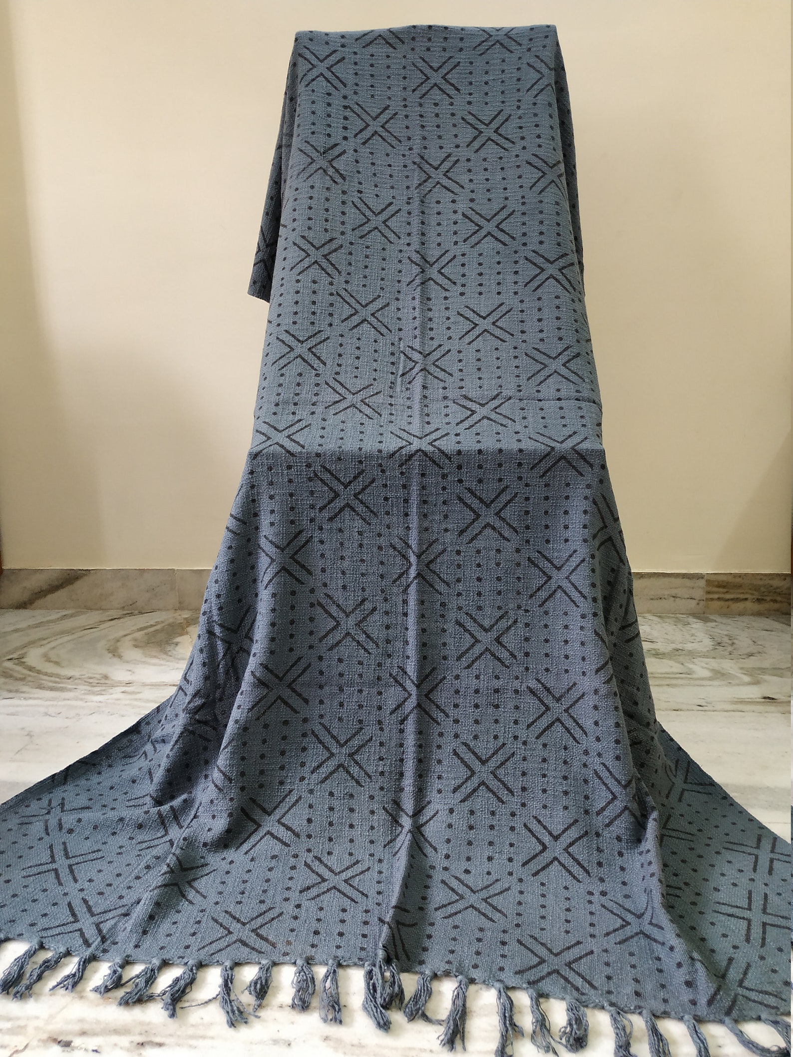 Gray Sofas Couch Coverlet Bed Runner Beach Blanket Tassles Etsy