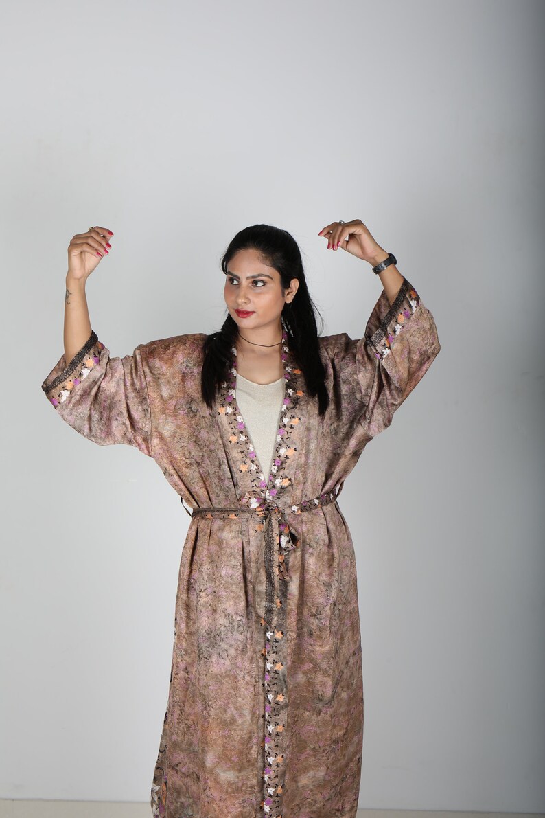 Beach Robe/ Kimono Robe/ Swim Wear Robe/ Night Wear/ Vintage Sari Robe ...