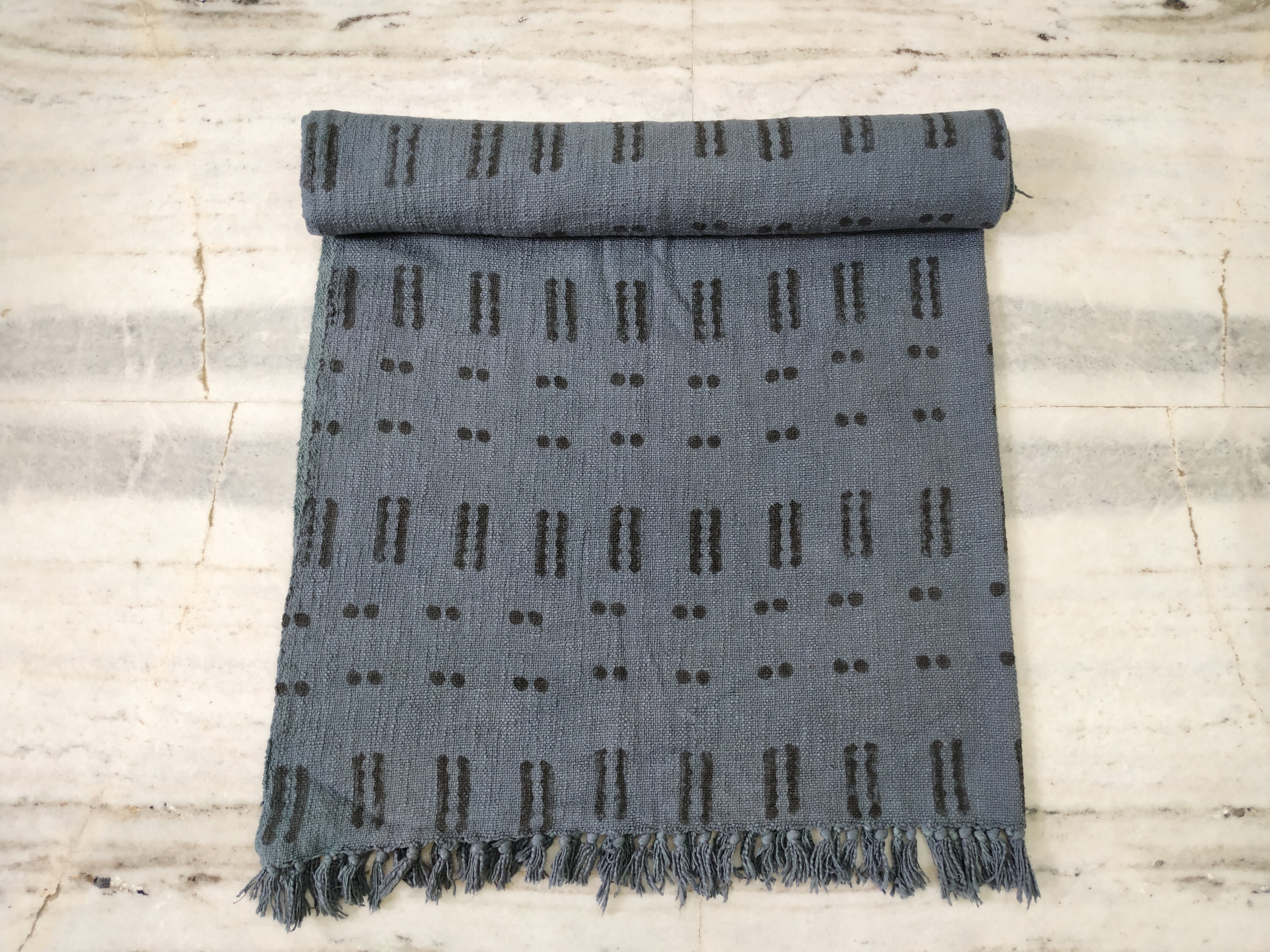 Gray & Black Fringed Throw Blanket Sofa Throw Blanket Birthday Etsy