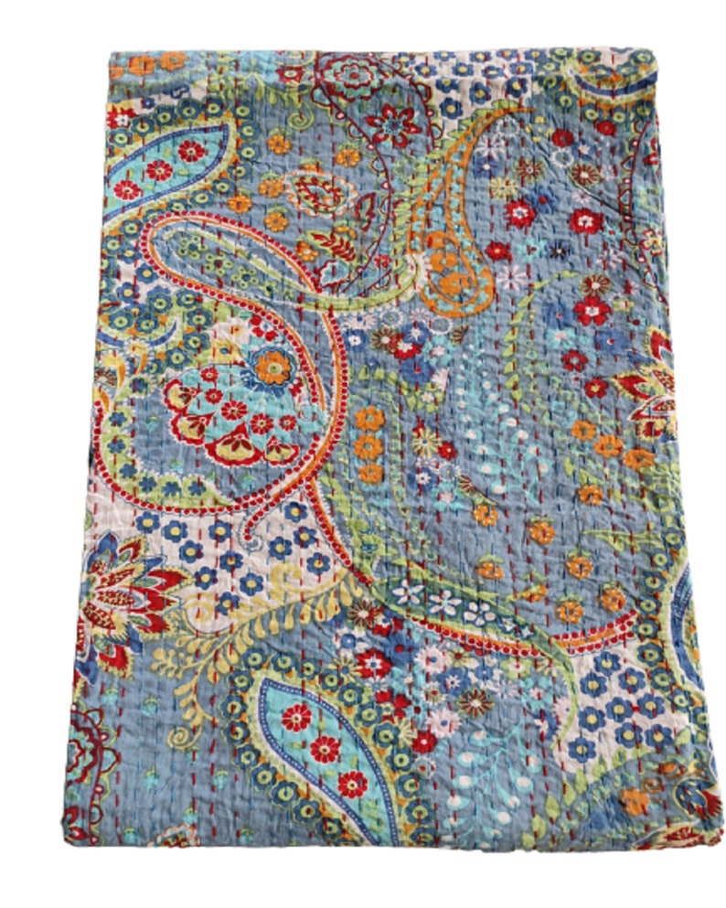 Kantha Quilt Indian Kantha Quilt Cotton Blanket Handmade Etsy