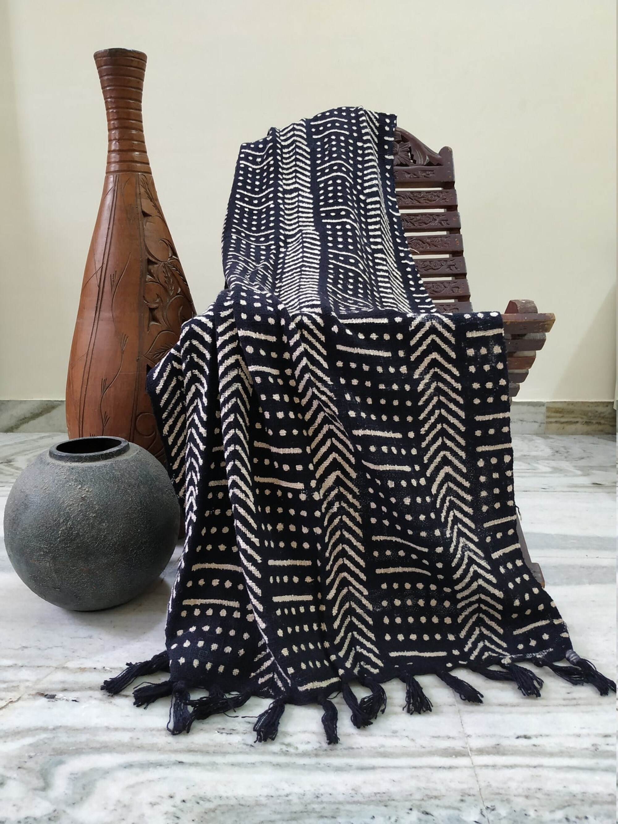 Boho Throw Blanket With Tassles for Sofas,beautiful Linen Cotton ...
