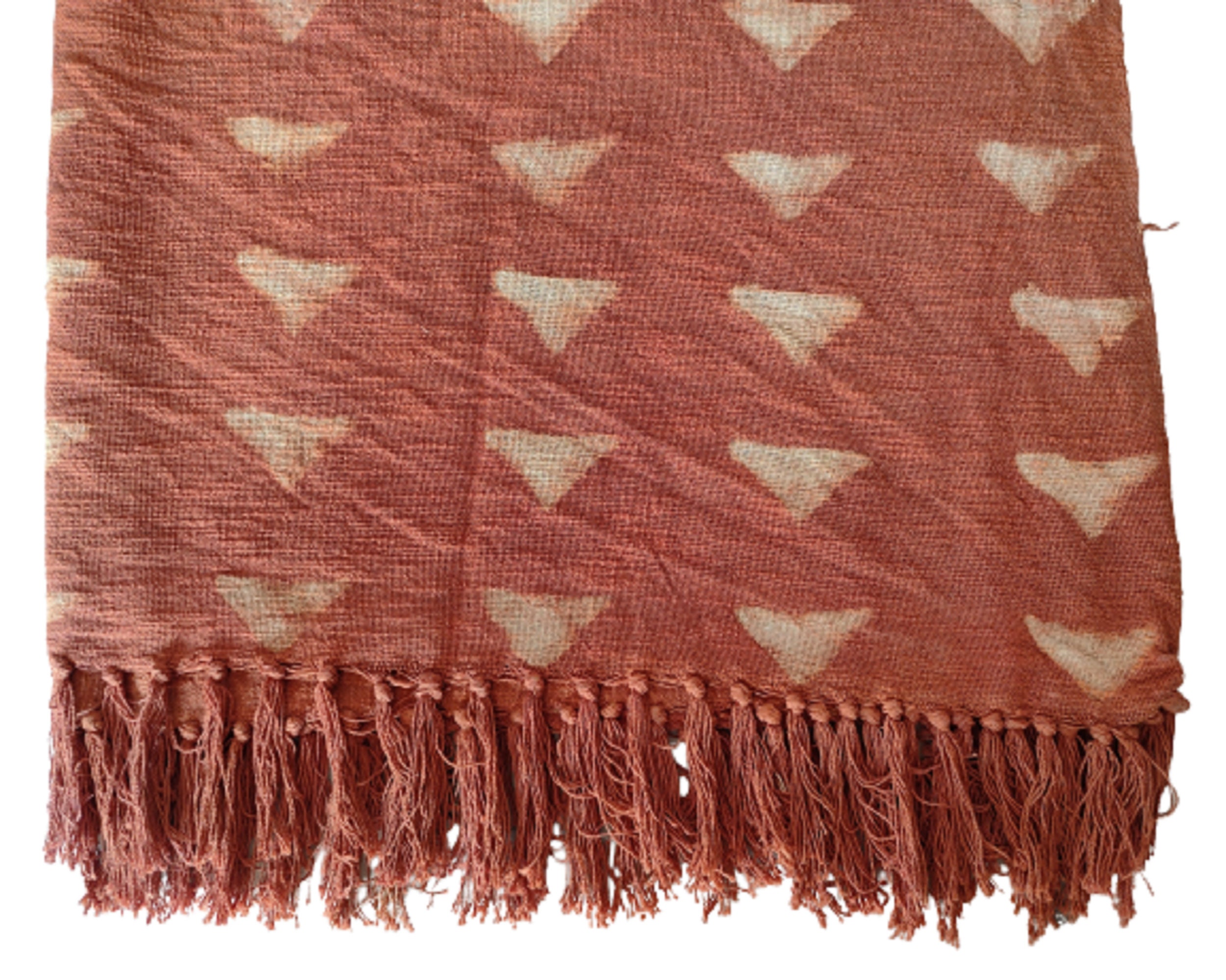 Rust Mudcloth Cotton Woven Throw Blanket with Tassels Etsy