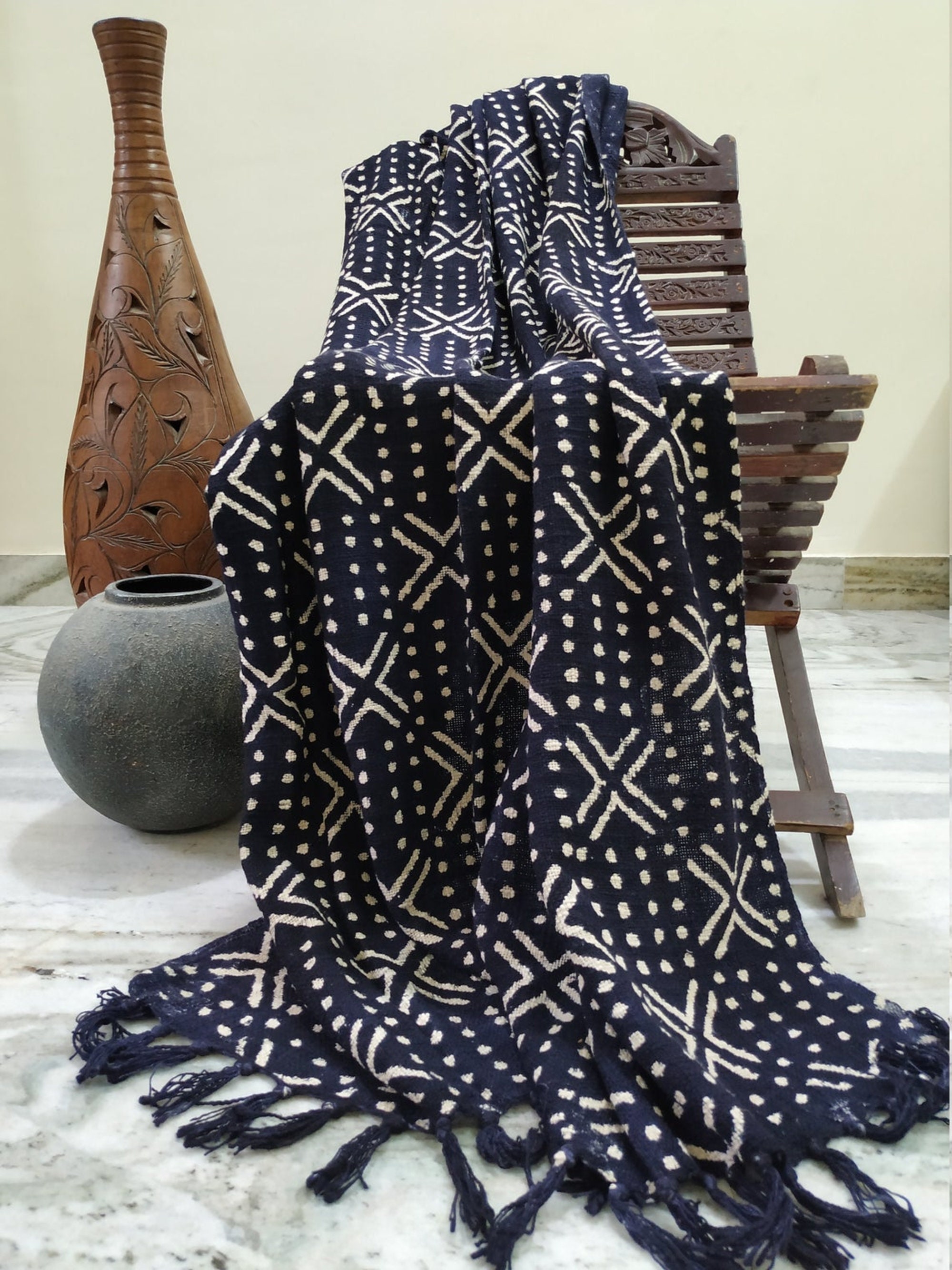 Boho Throw Blanket With Tassles for Sofas,beautiful Linen Cotton ...