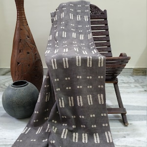 Dark Gray Throw, Bedspread, Sofa Blanket, Couch Coverlet, Bed Runner with Tassels, Living Room Decor, Hand loom Decorative, Mudcloth Bedding