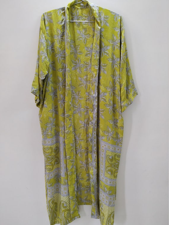 Kimono Gown Dressing Gown Upcycled Saree Sari Robe Vintage - Etsy India