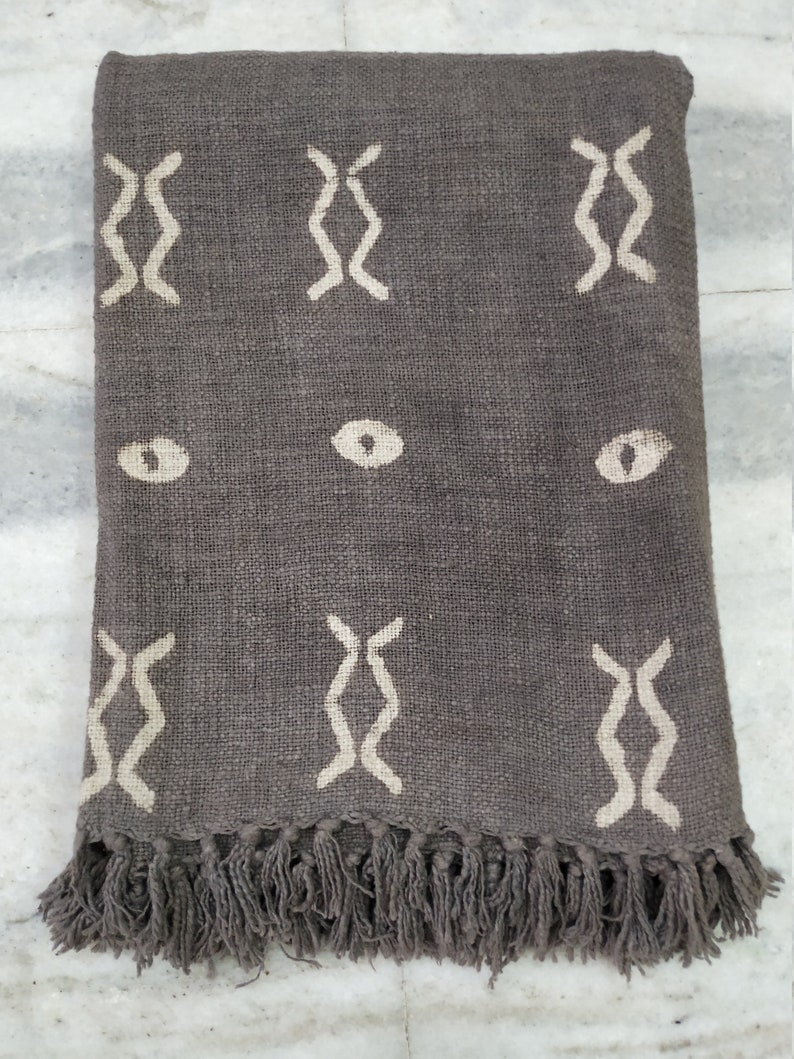 Dark Gray Throw Blanket for Sofas Beach Throws Boho Cotton Etsy