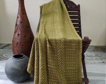 Olive Green Throw Blanket for Sofas Beach Throws Boho Cotton Fringed Bed Runner Cozy Wrap Blanket Hand Woven Hand Loom Decorative Bed Throws