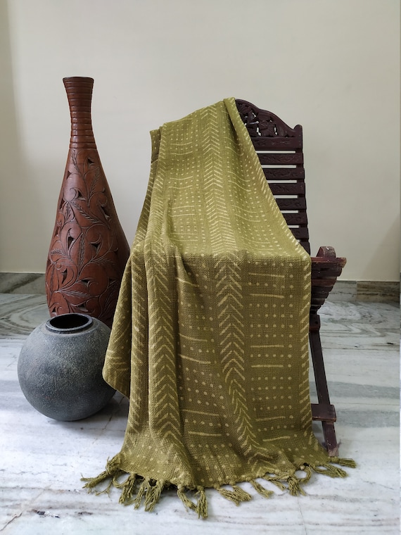 Dark olive green throw blanket sale