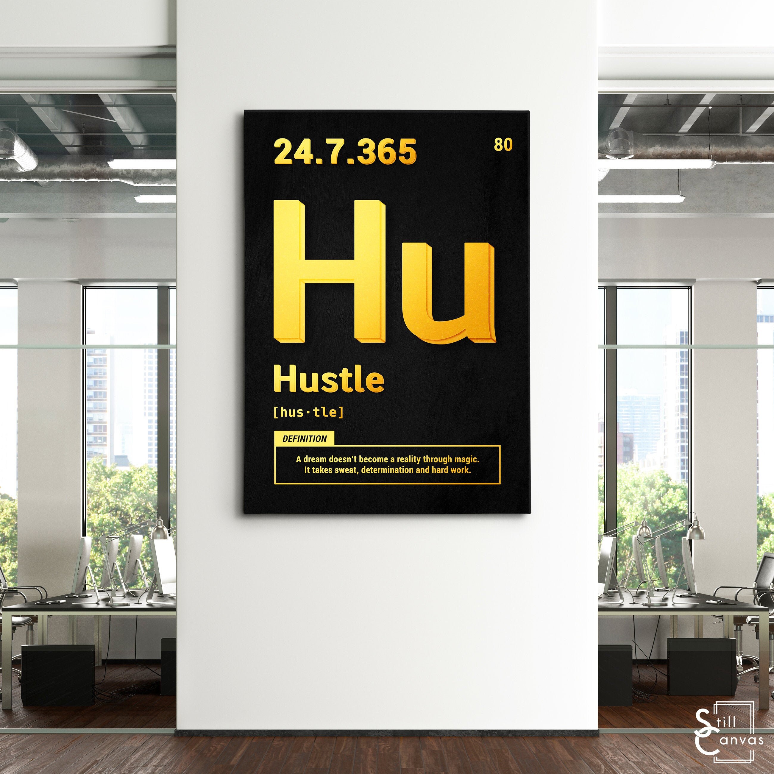 MOTIVATIONAL CANVAS ART Periodic Hustle Gold/Black Quote Etsy