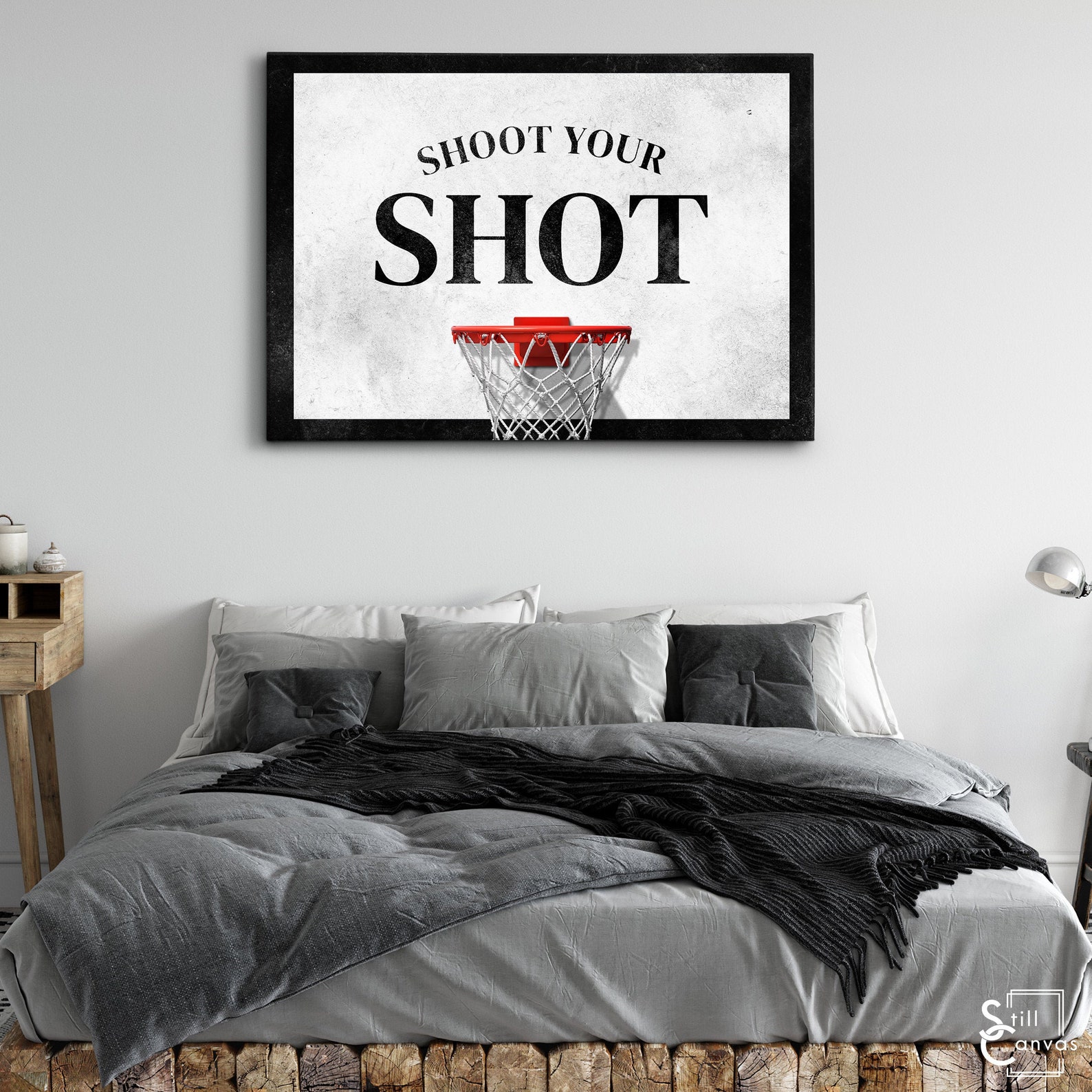MOTIVATIONAL CANVAS ART Shoot Your Shot Basketball Hoop Etsy