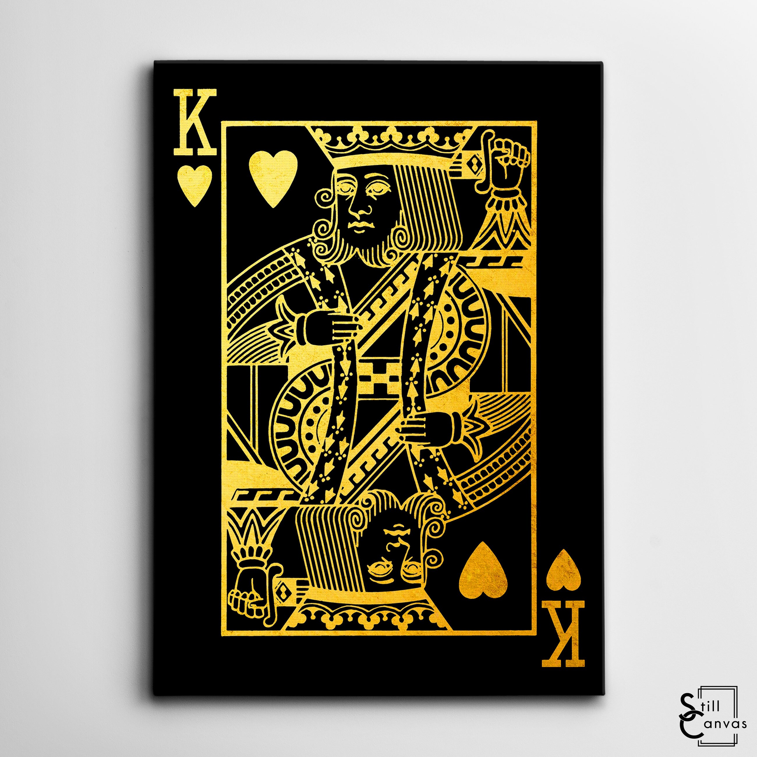 CREATIVE CANVAS ART King Playing Cards Black & Gold Texture Etsy UK