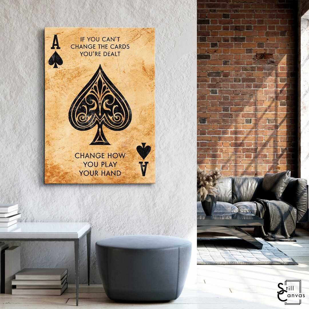 MOTIVATIONAL CANVAS ART Ace of Spades Quote Beige/black Etsy